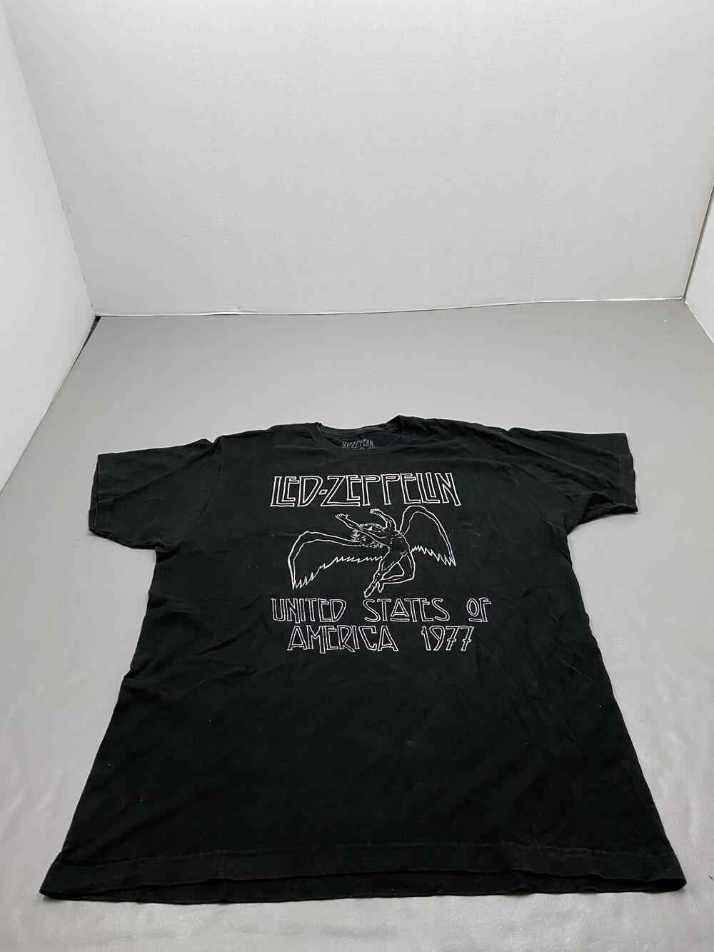 Led Zeppelin Shirt Mens L Black United States Of America 1977 Graphic Tee